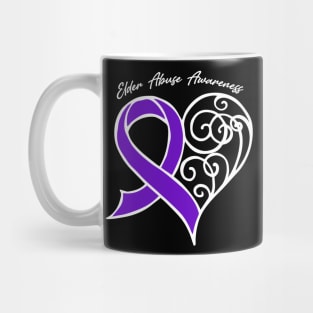 Elder Abuse Awareness Heart Ribbon Gift Valentines Day - In This Family Nobody Fights Alone Mug